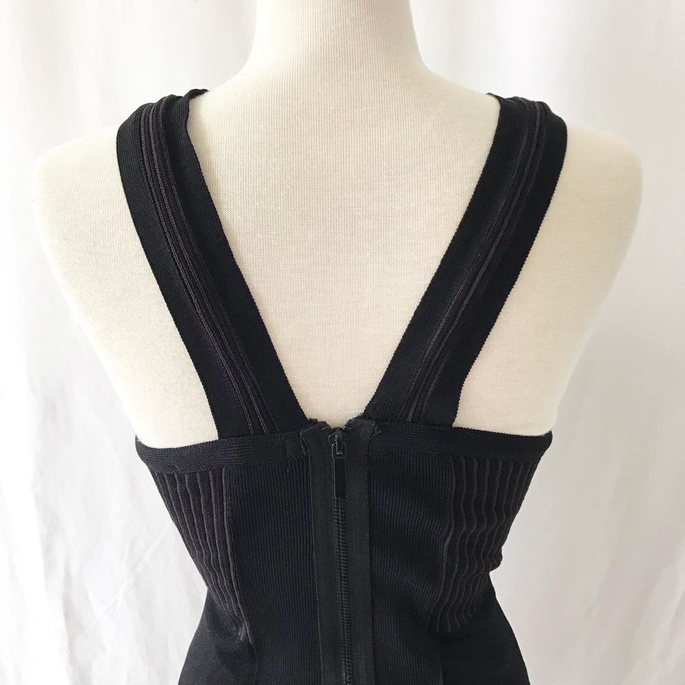 John + Jenn Black Ribbed Bodycon Midi Dress Sleeveless Fitted Capsule Size S - Picture 8 of 11